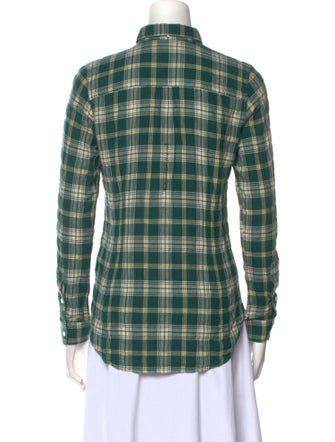 Golden Goose Plaid Print Long Sleeve Button-Up Top