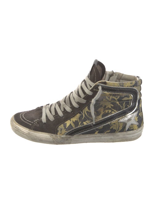 Golden Goose Canvas Animal Print Wedge Sneakers