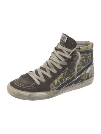 Golden Goose Canvas Animal Print Wedge Sneakers