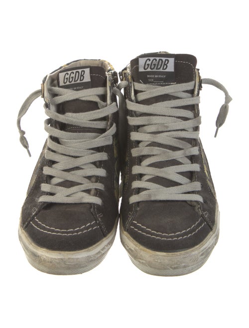 Golden Goose Canvas Animal Print Wedge Sneakers