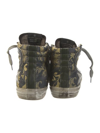 Golden Goose Canvas Animal Print Wedge Sneakers