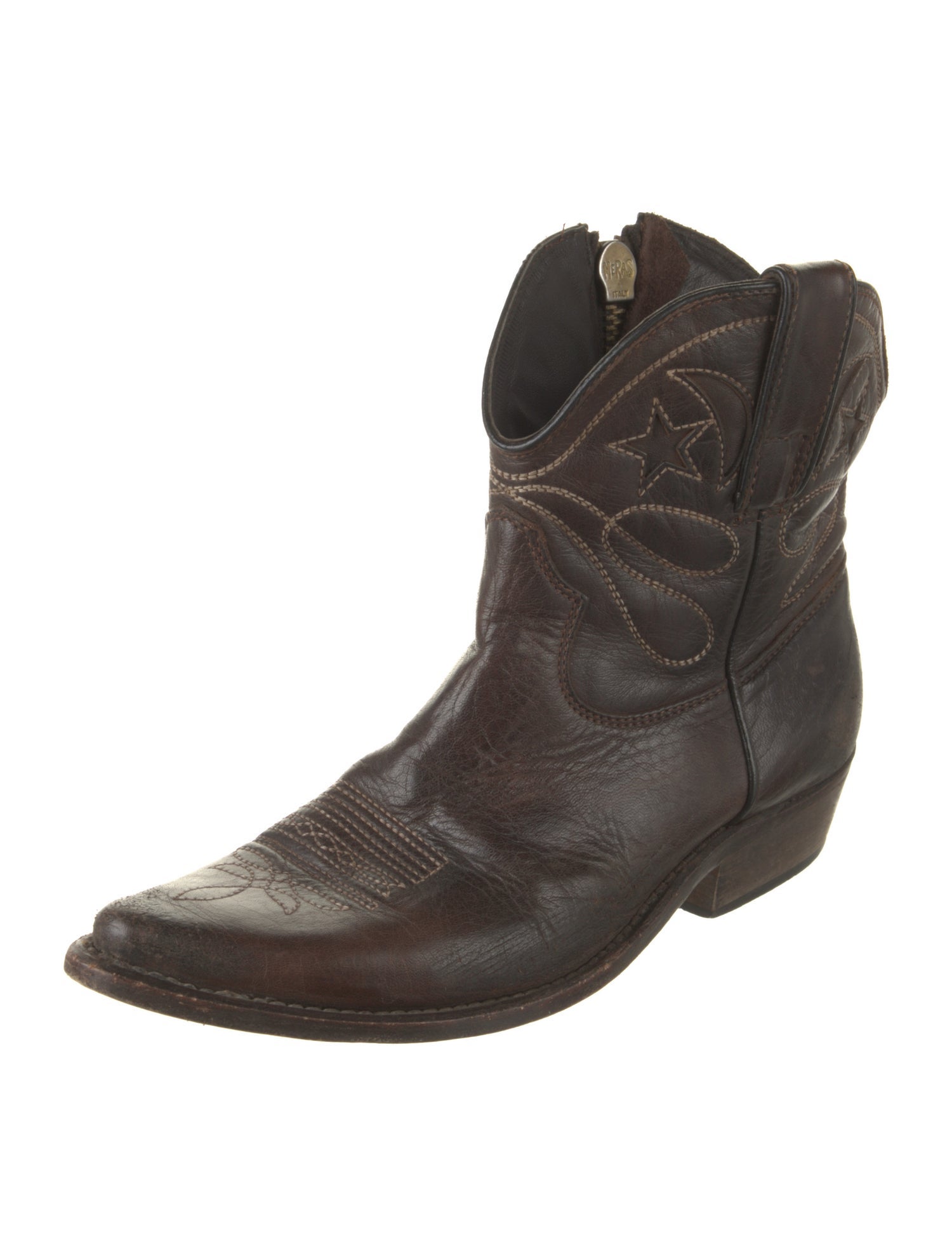 Golden Goose Leather Distressed Accents Western Boots
