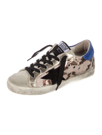 Golden Goose Leather Animal Print Sneakers
