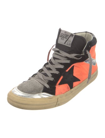Golden Goose Leather Printed Sneakers