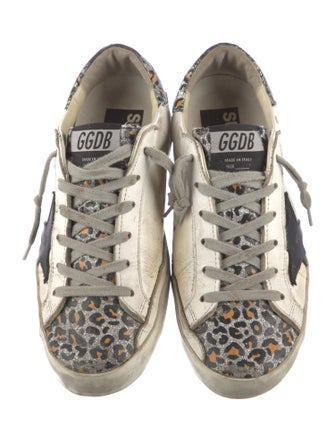 Golden Goose Leather Animal Print Sneakers