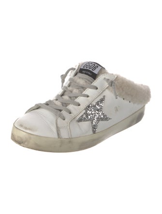 Golden Goose Leather Glitter Accents Sneakers