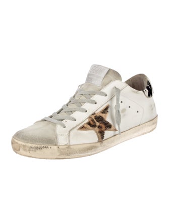 Golden Goose Leather Animal Print Sneakers