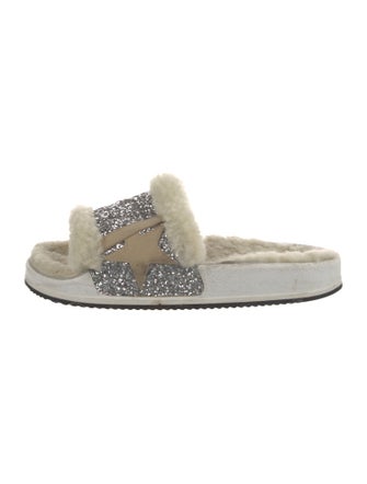 Golden Goose Shearling Glitter Accents Slides