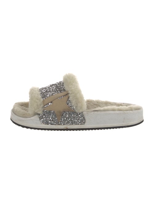 Golden Goose Shearling Glitter Accents Slides