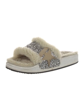 Golden Goose Shearling Glitter Accents Slides