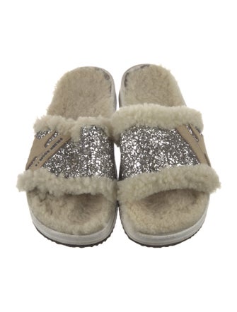 Golden Goose Shearling Glitter Accents Slides