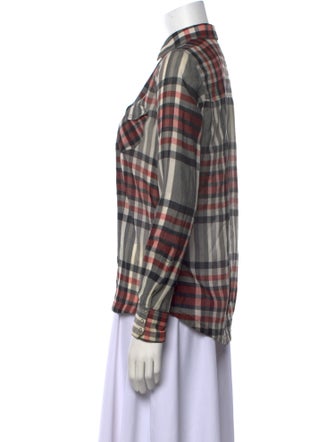 Golden Goose Plaid Print Long Sleeve Button-Up Top