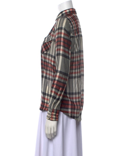 Golden Goose Plaid Print Long Sleeve Button-Up Top