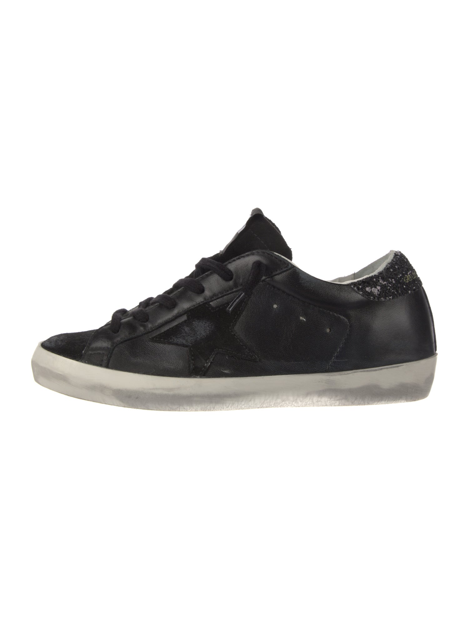 Golden Goose Leather Glitter Accents Sneakers