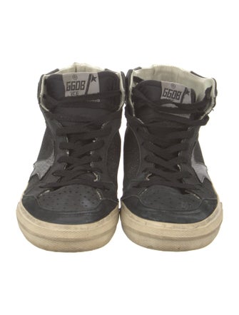 Golden Goose Leather Glitter Accents Sneakers