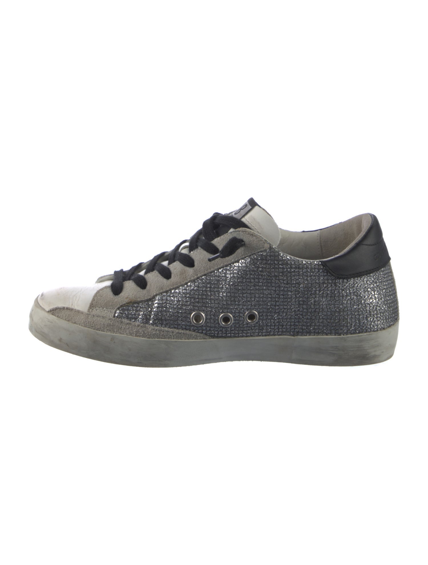 Golden Goose Leather Glitter Accents Sneakers