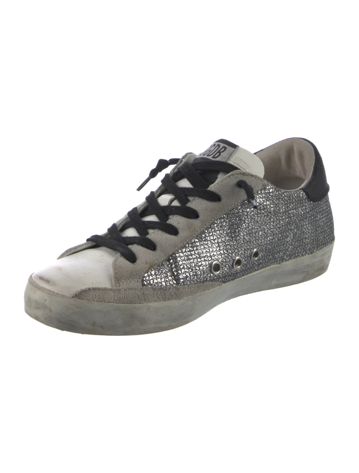 Golden Goose Leather Glitter Accents Sneakers