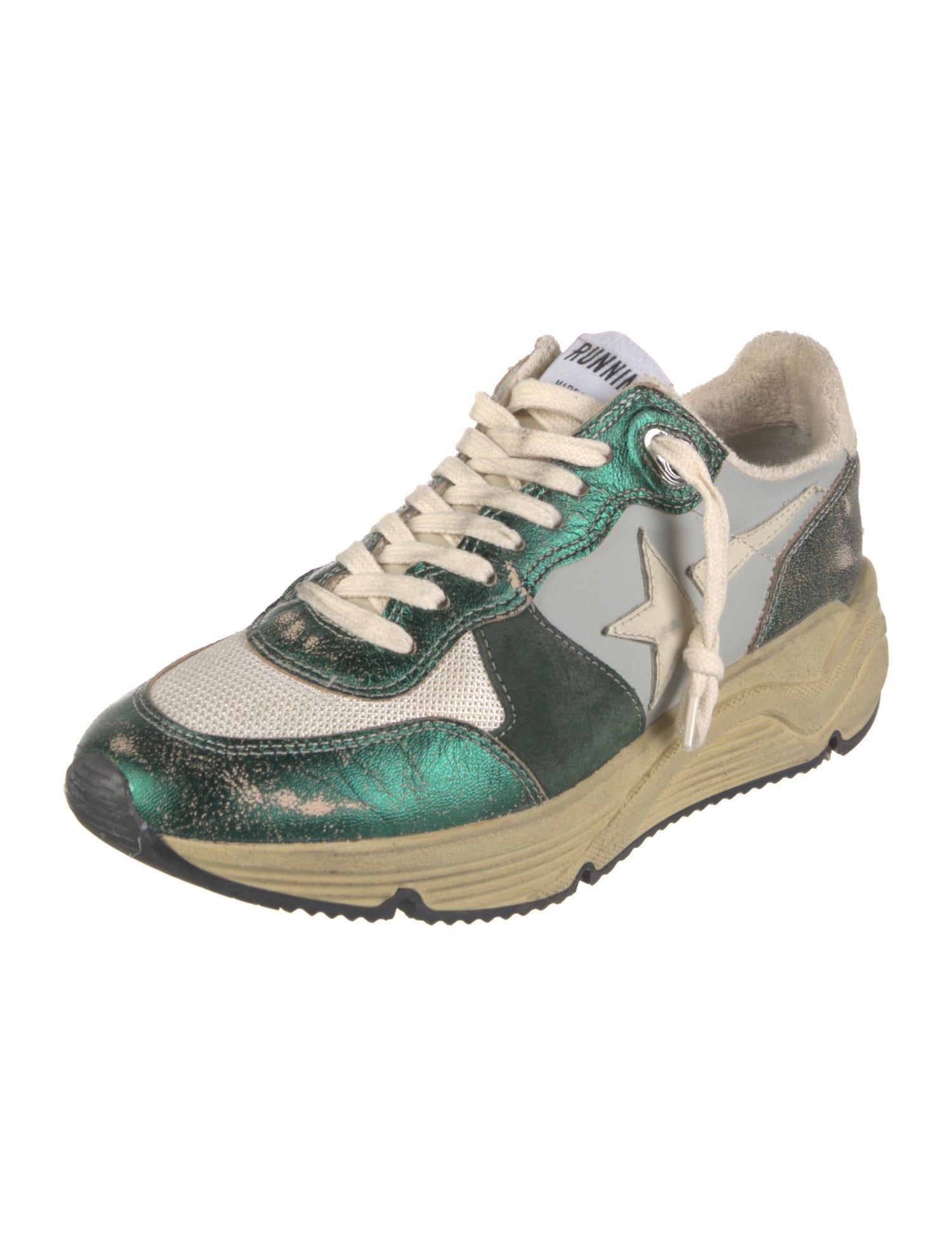 Golden Goose Leather Colorblock Pattern Athletic Sneakers