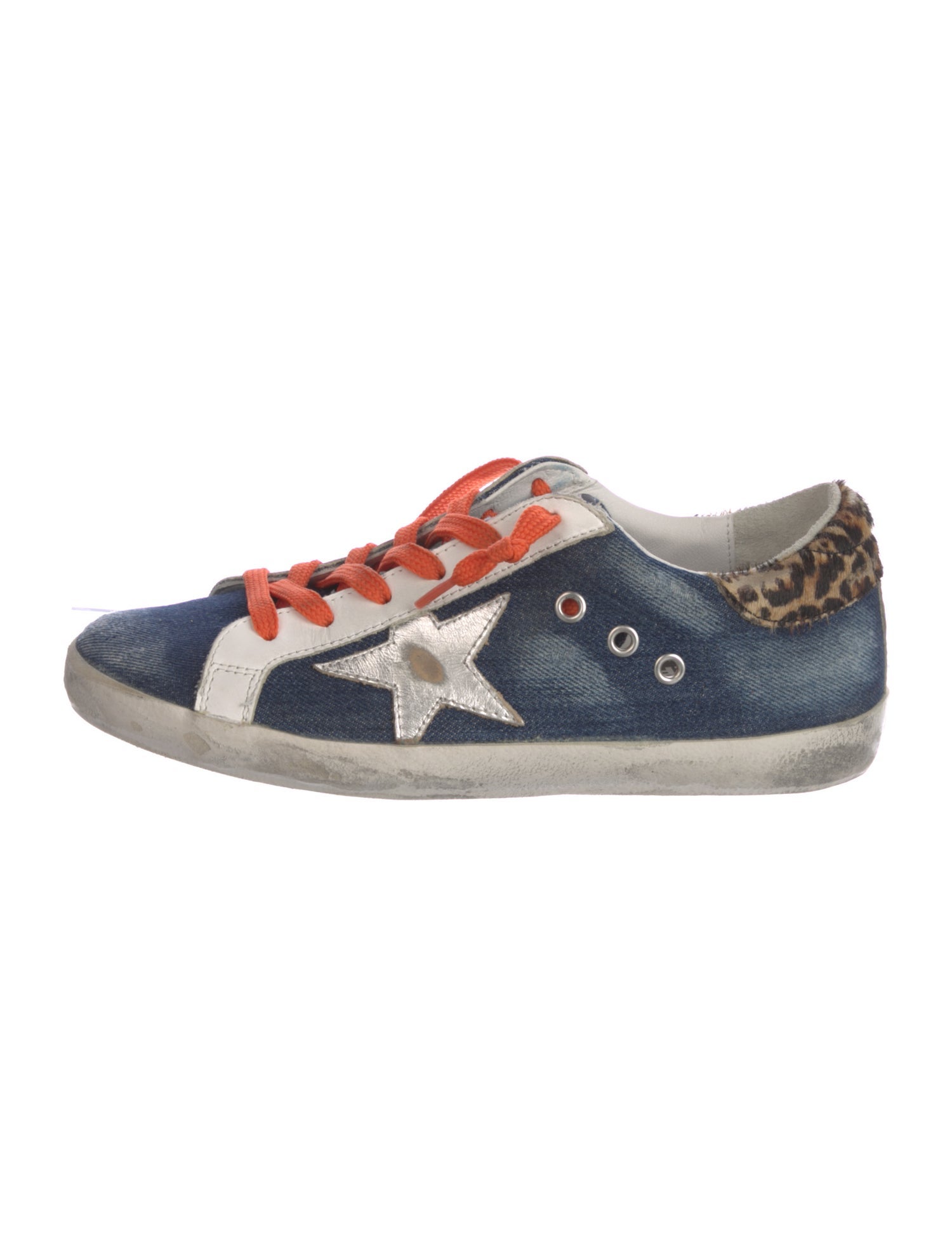 Golden Goose Denim Animal Print Sneakers