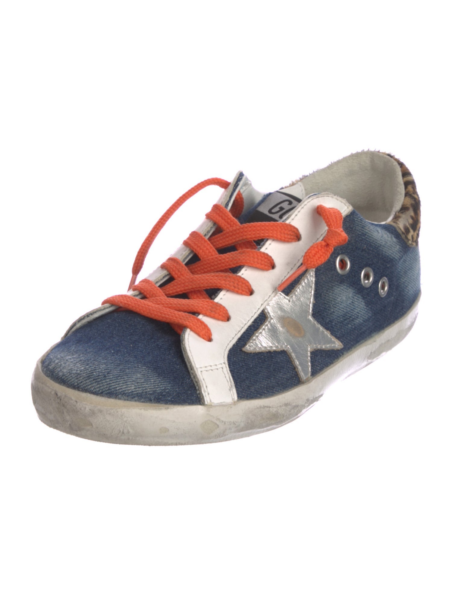 Golden Goose Denim Animal Print Sneakers
