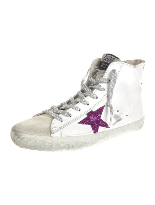 Golden Goose Leather Glitter Accents Sneakers