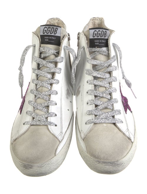 Golden Goose Leather Glitter Accents Sneakers