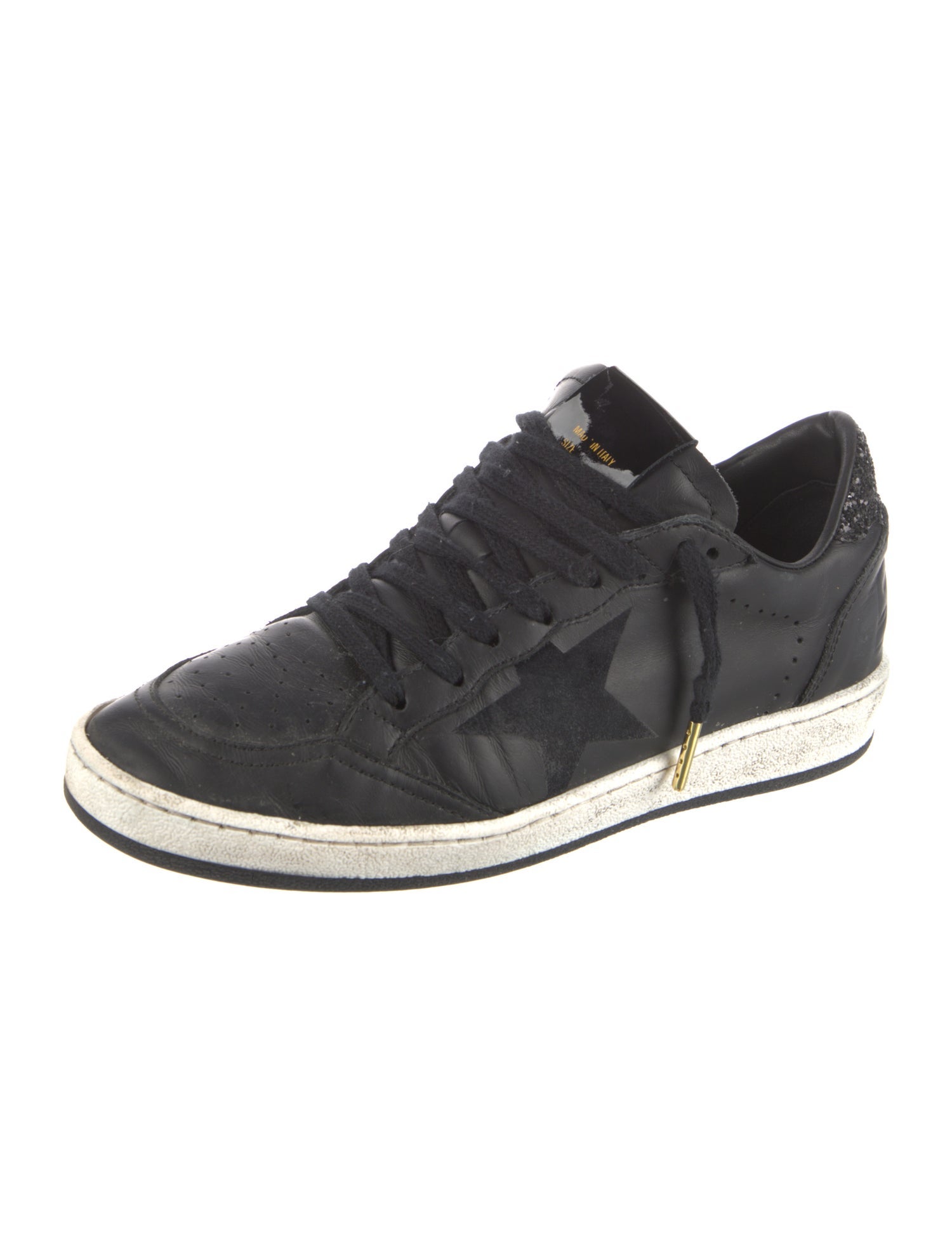 Golden Goose Leather Glitter Accents Sneakers