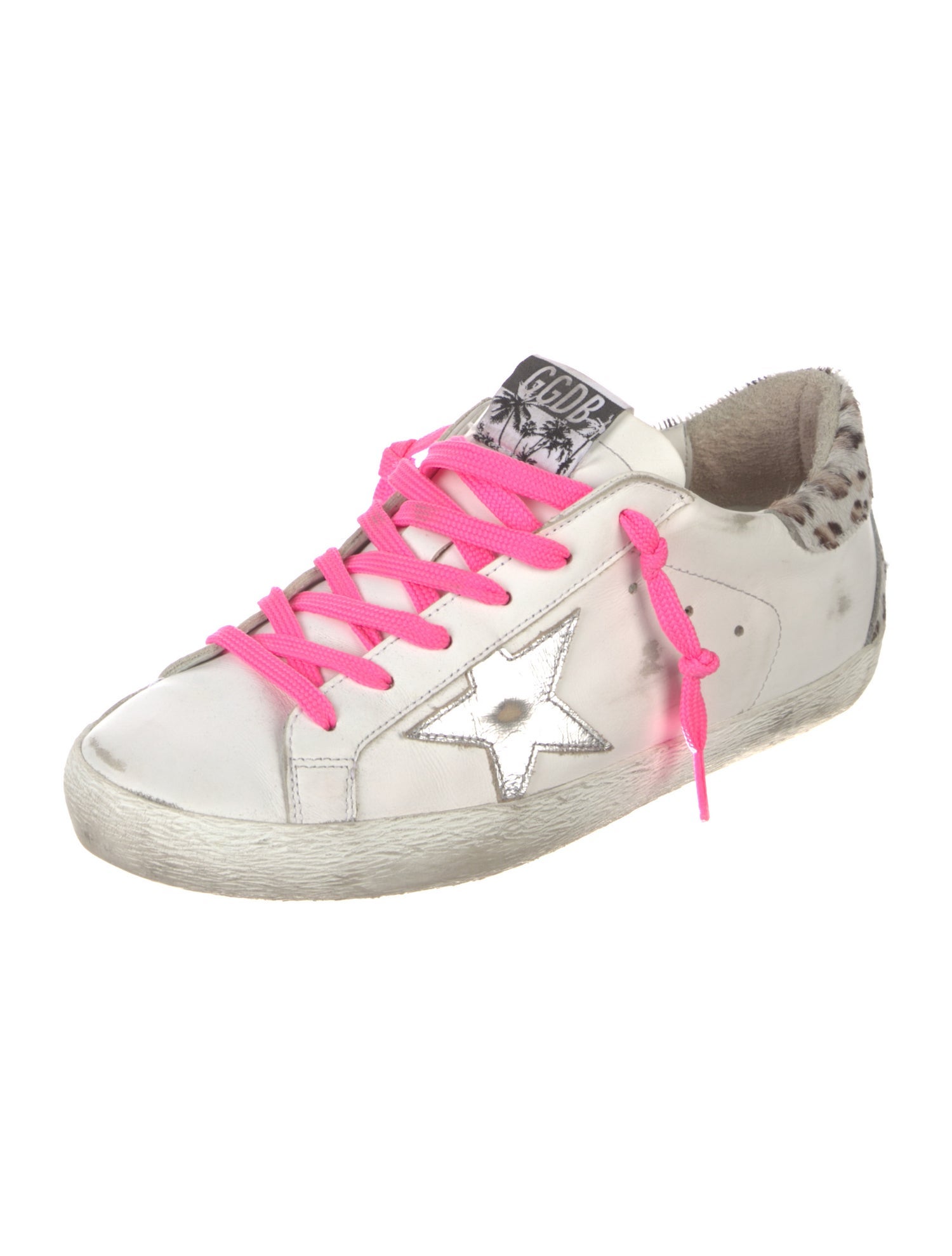 Golden Goose Leather Animal Print Sneakers