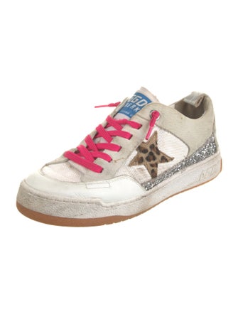 Golden Goose Leather Animal Print Sneakers
