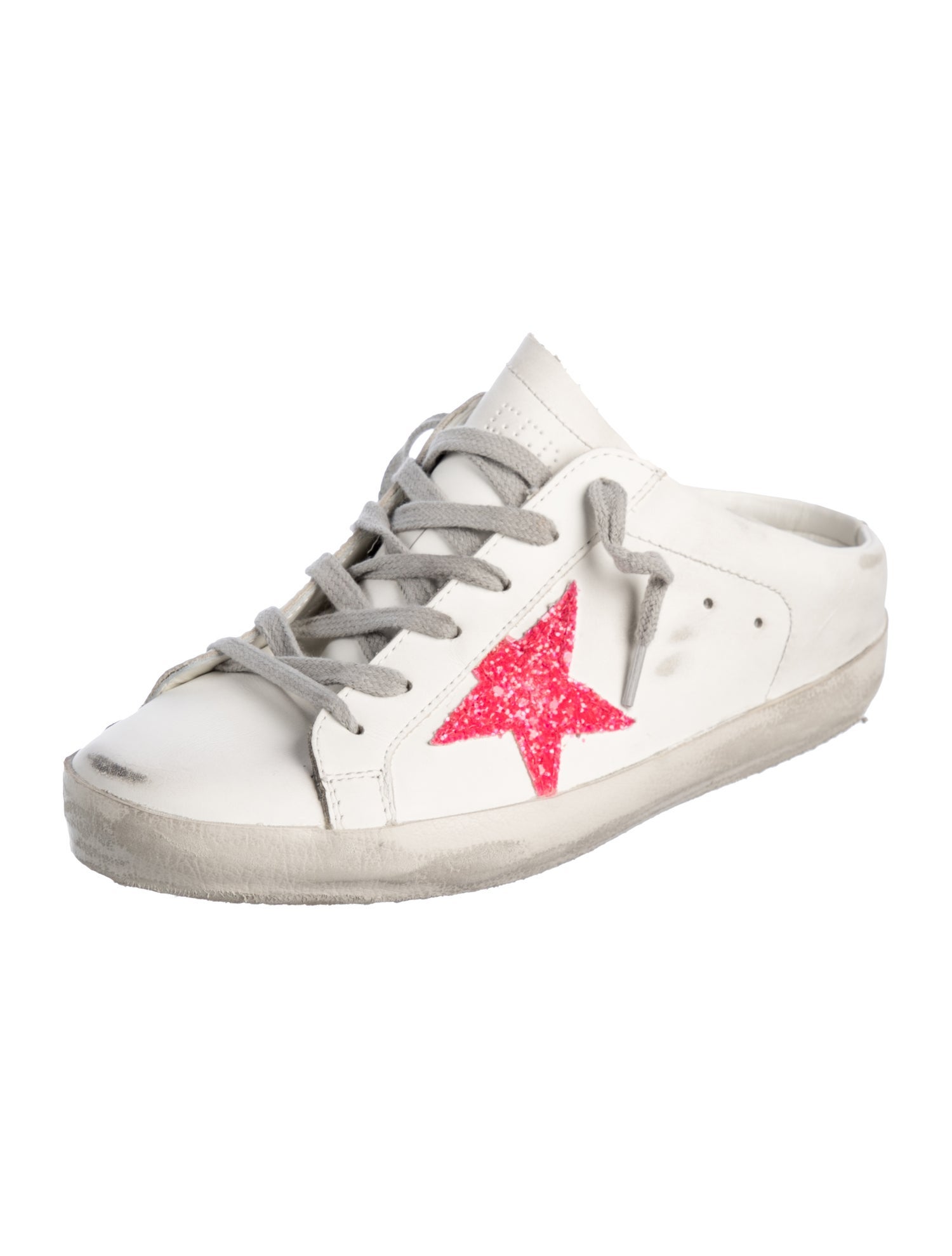 Golden Goose Leather Floral Print Mules