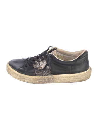 Golden Goose Leather Glitter Accents Sneakers