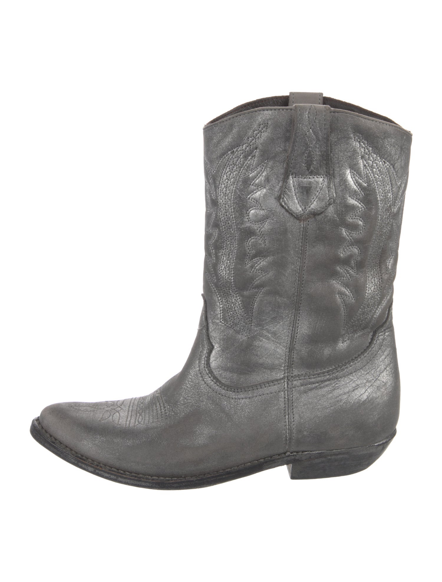Golden Goose Leather Glitter Accents Western Boots