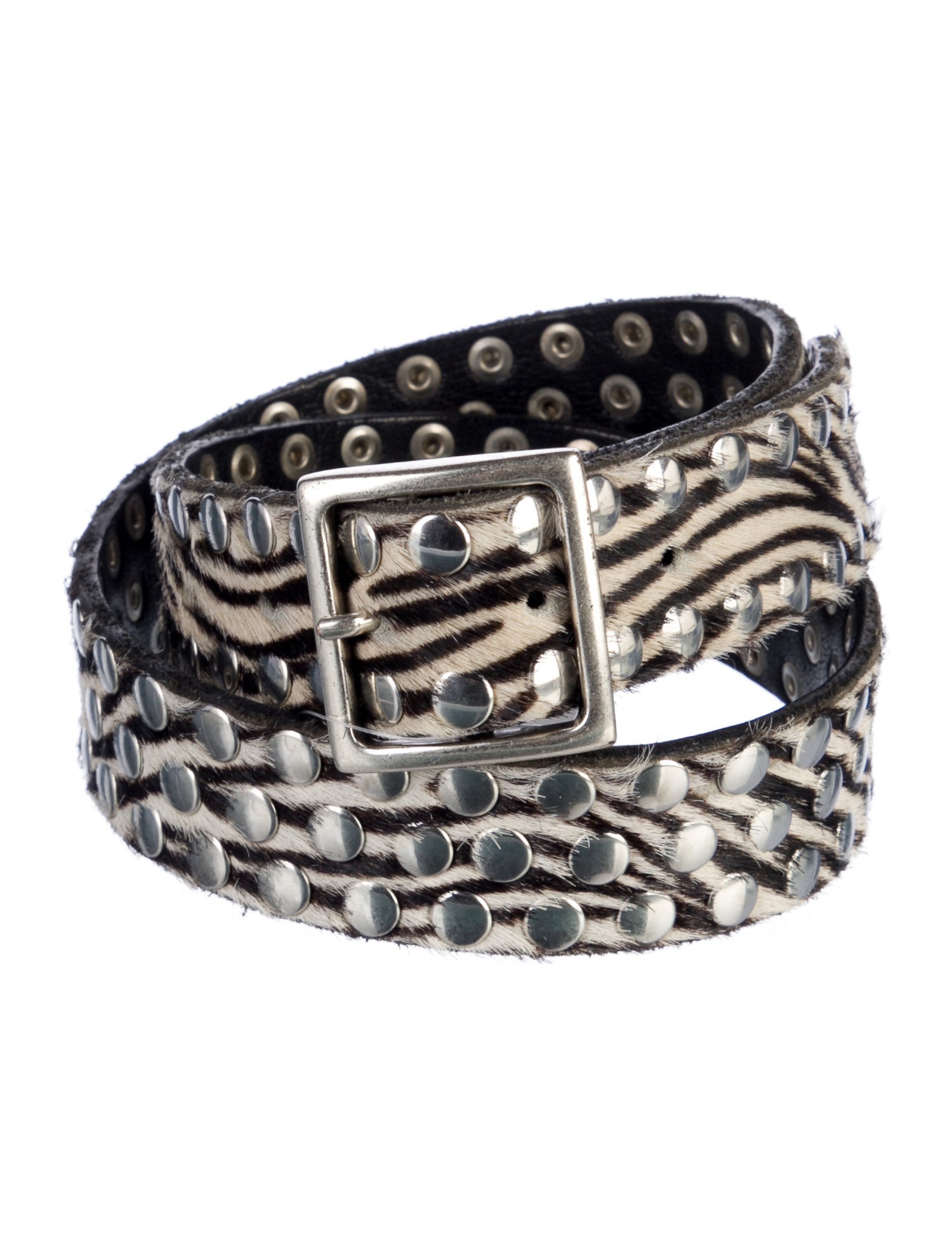 Golden Goose Calf Hair Studded Accents Belt