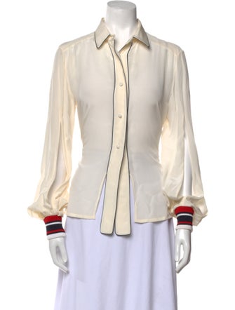Golden Goose Silk Long Sleeve Button-Up Top