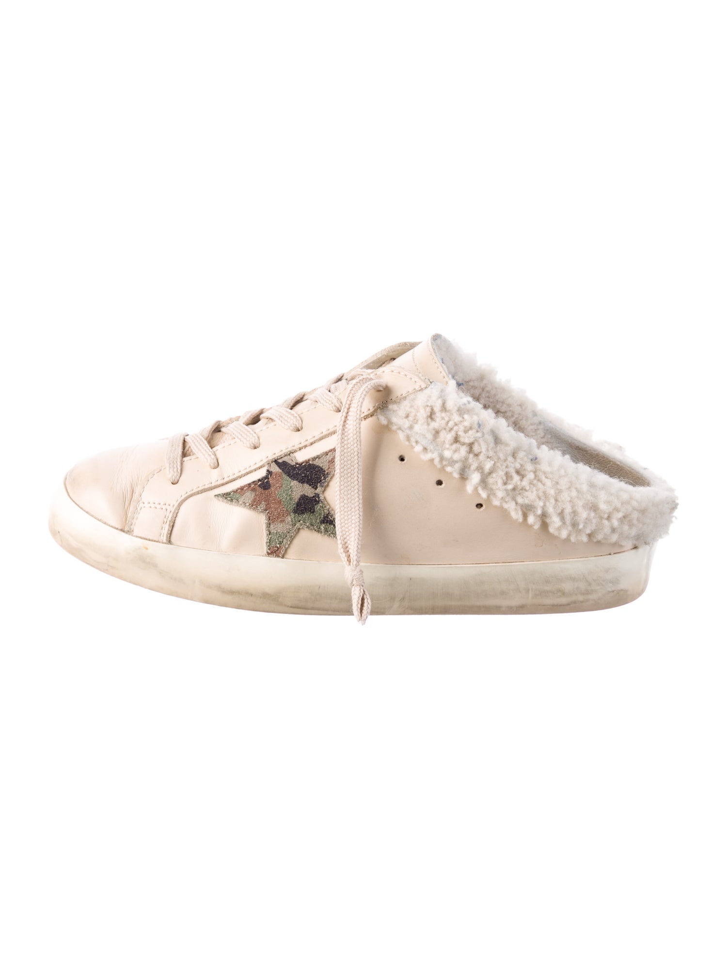 Golden Goose Leather Fur Trim Sneakers