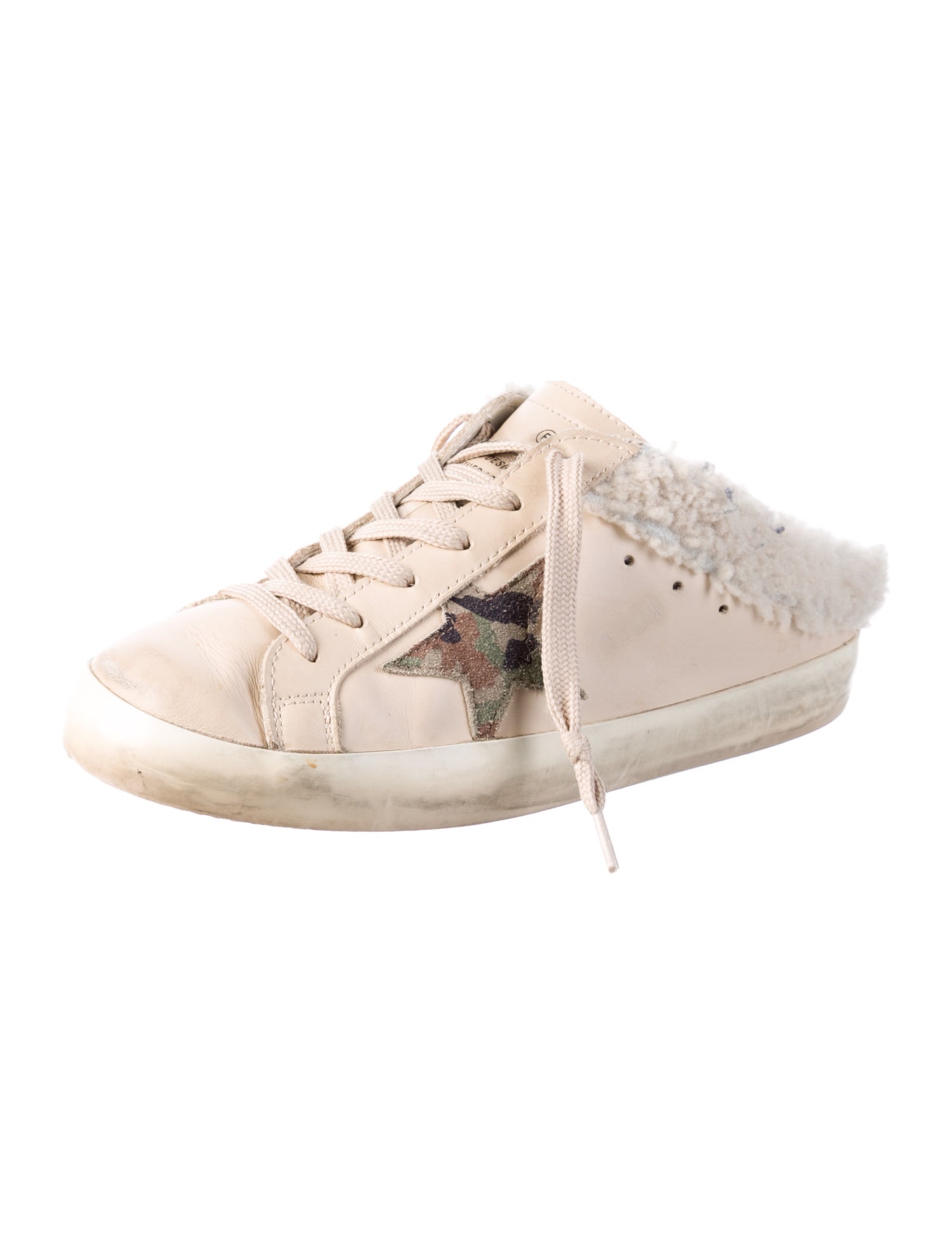 Golden Goose Leather Fur Trim Sneakers