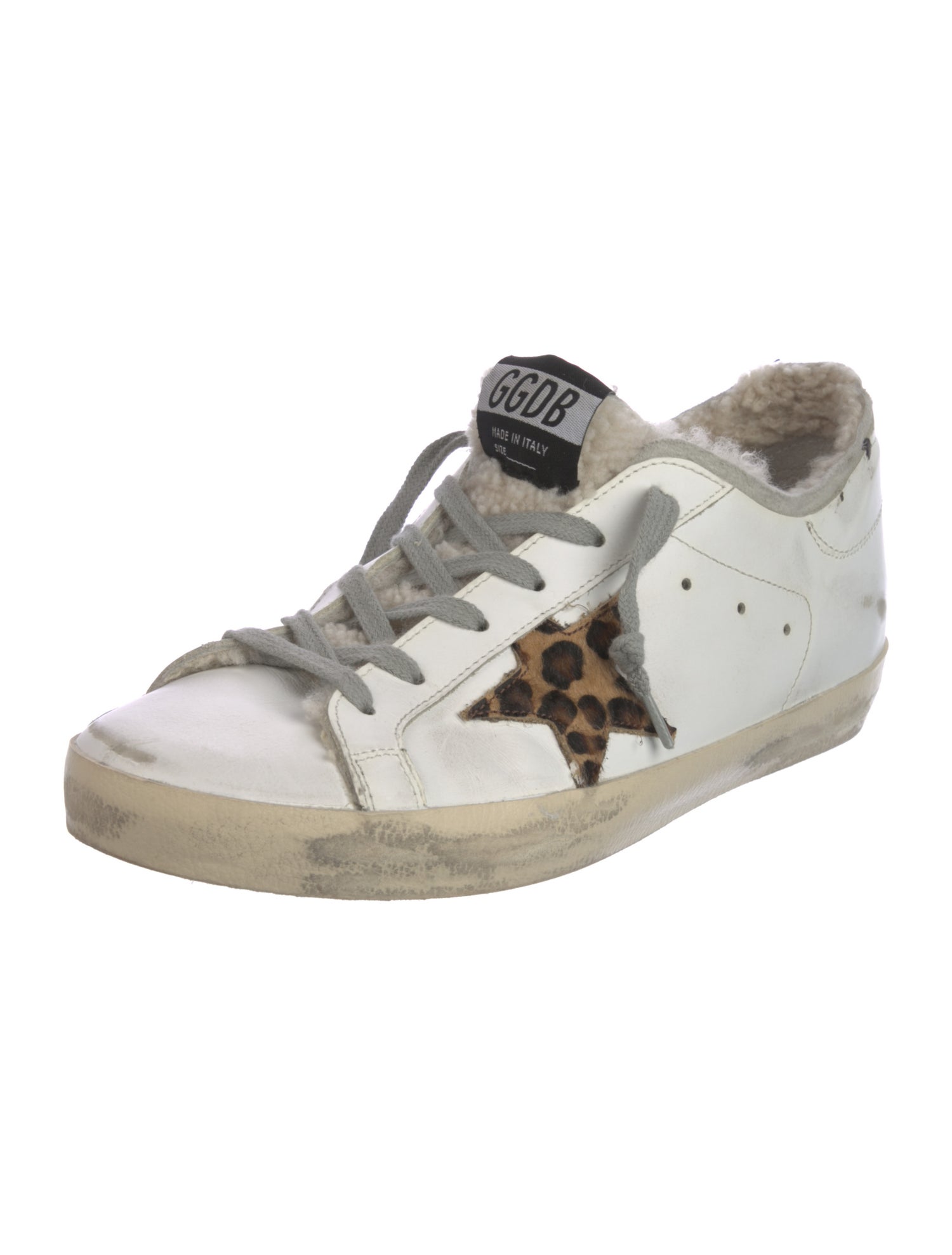 Golden Goose Leather Animal Print Sneakers