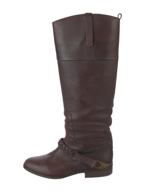 Golden Goose Leather Braided Accents Riding Boots