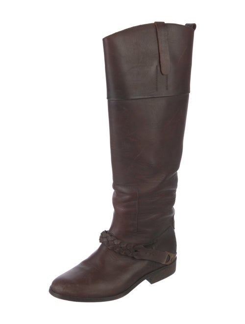 Golden Goose Leather Braided Accents Riding Boots