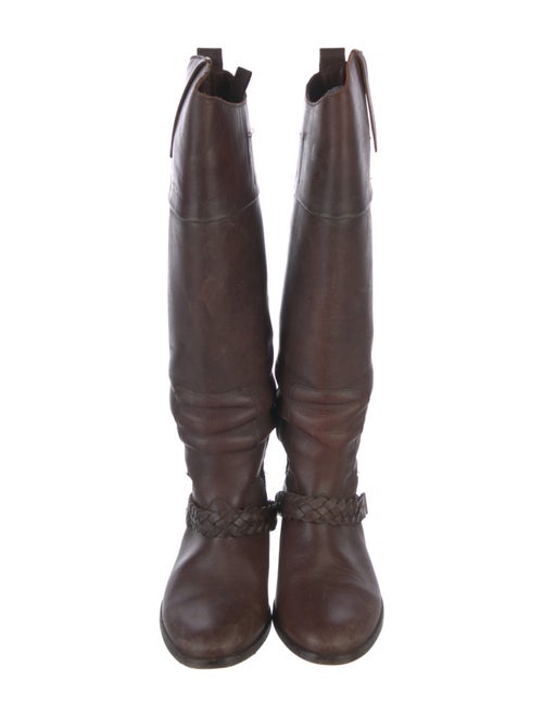 Golden Goose Leather Braided Accents Riding Boots