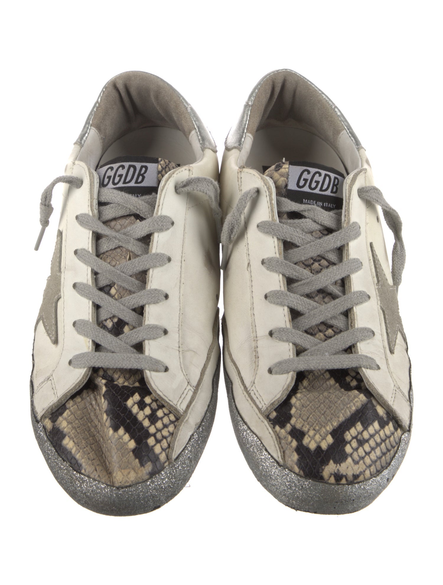 Golden Goose Leather Animal Print Sneakers