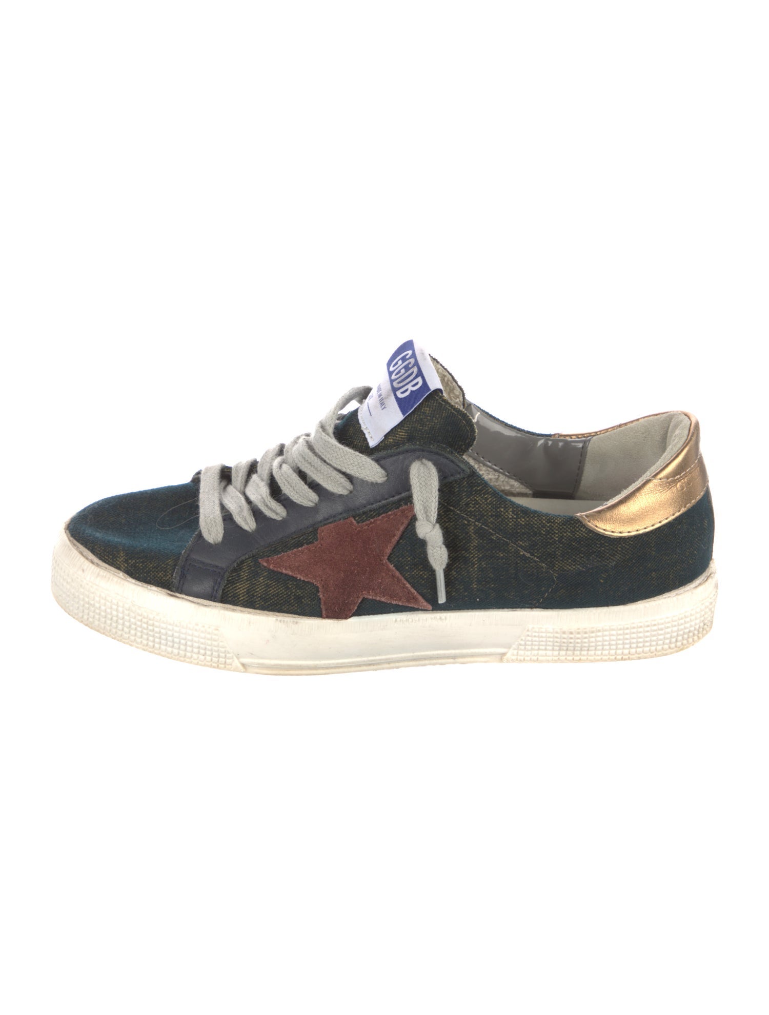 Golden Goose Denim Leather Trim Embellishment Sneakers