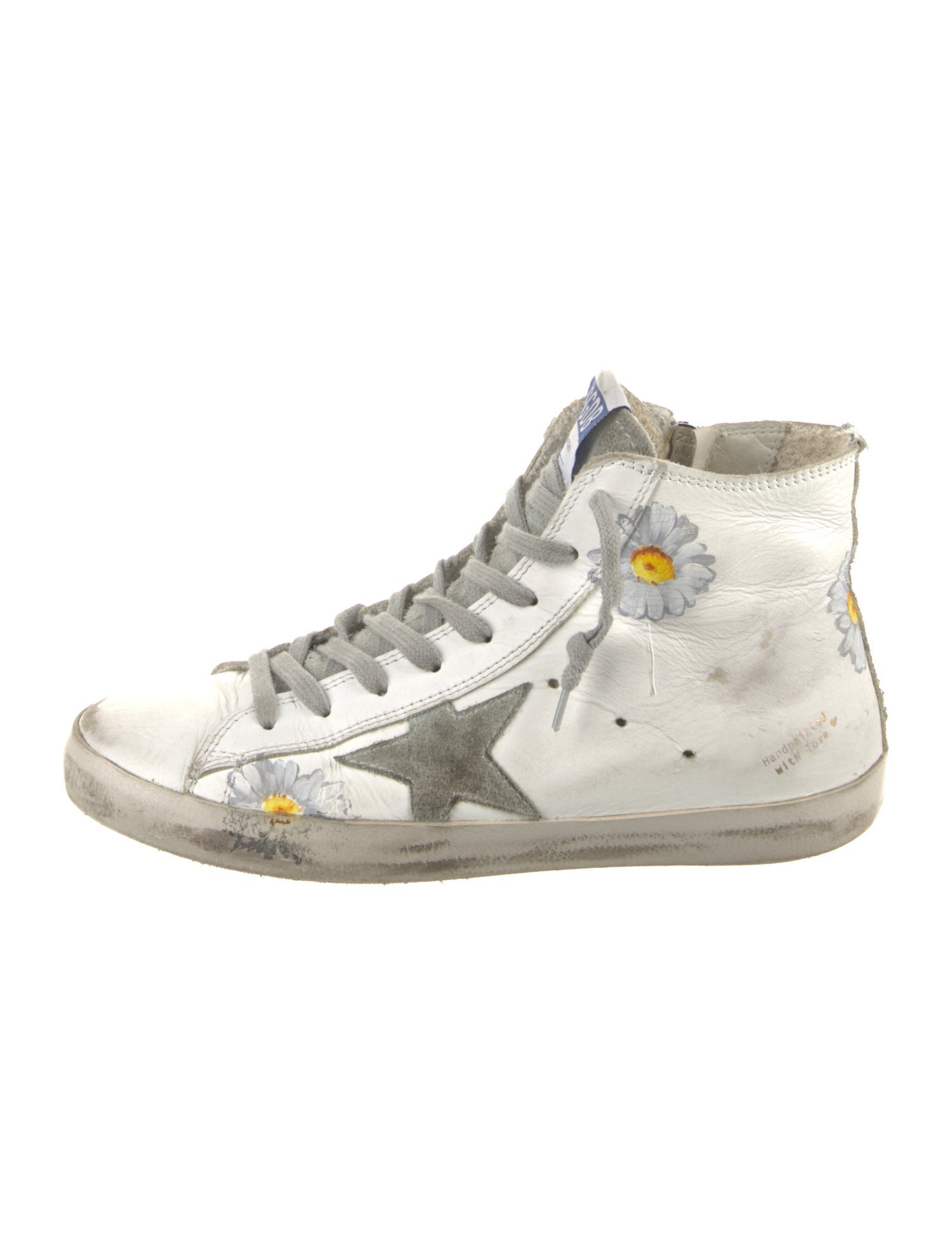 Golden Goose Leather Floral Print Sneakers
