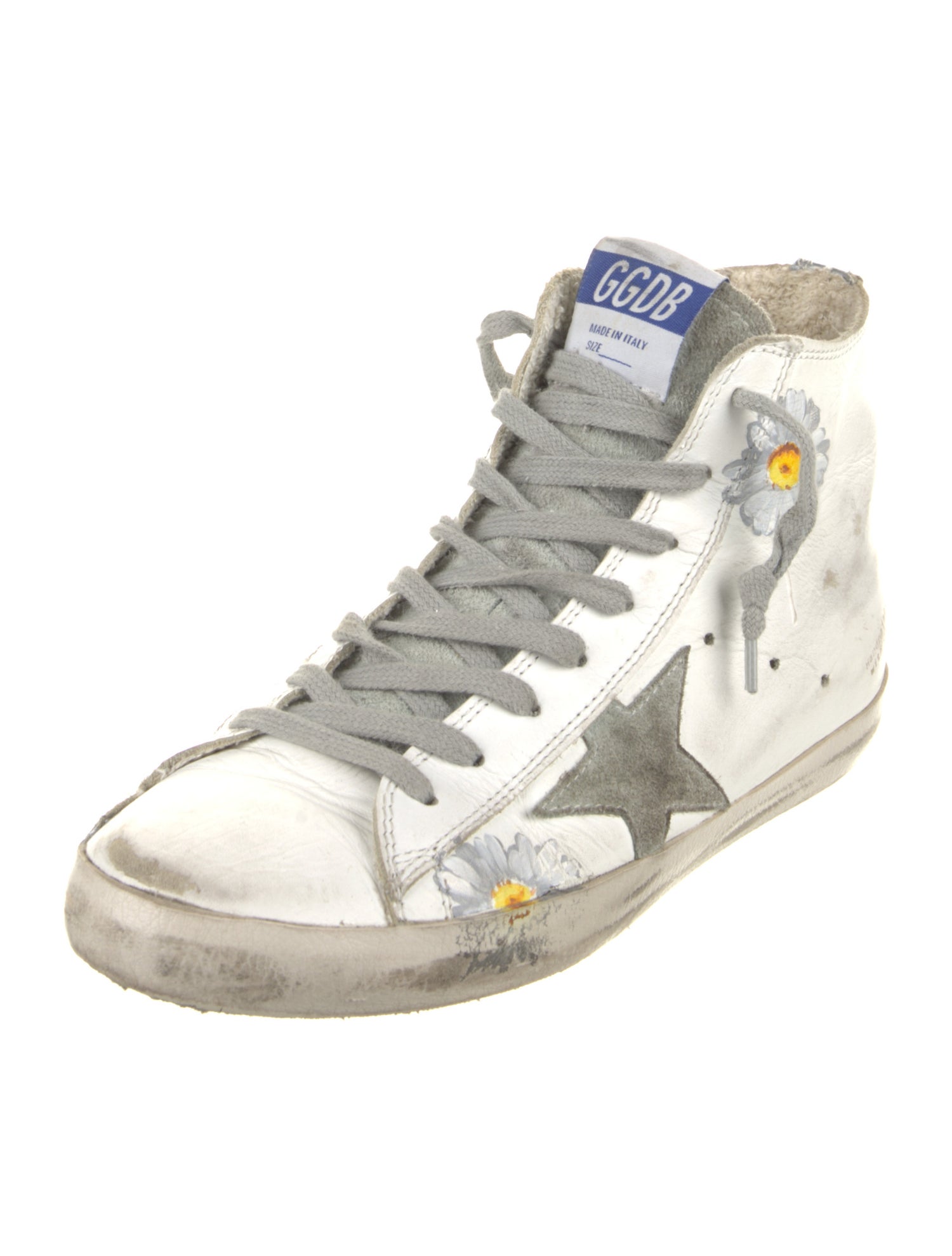 Golden Goose Leather Floral Print Sneakers
