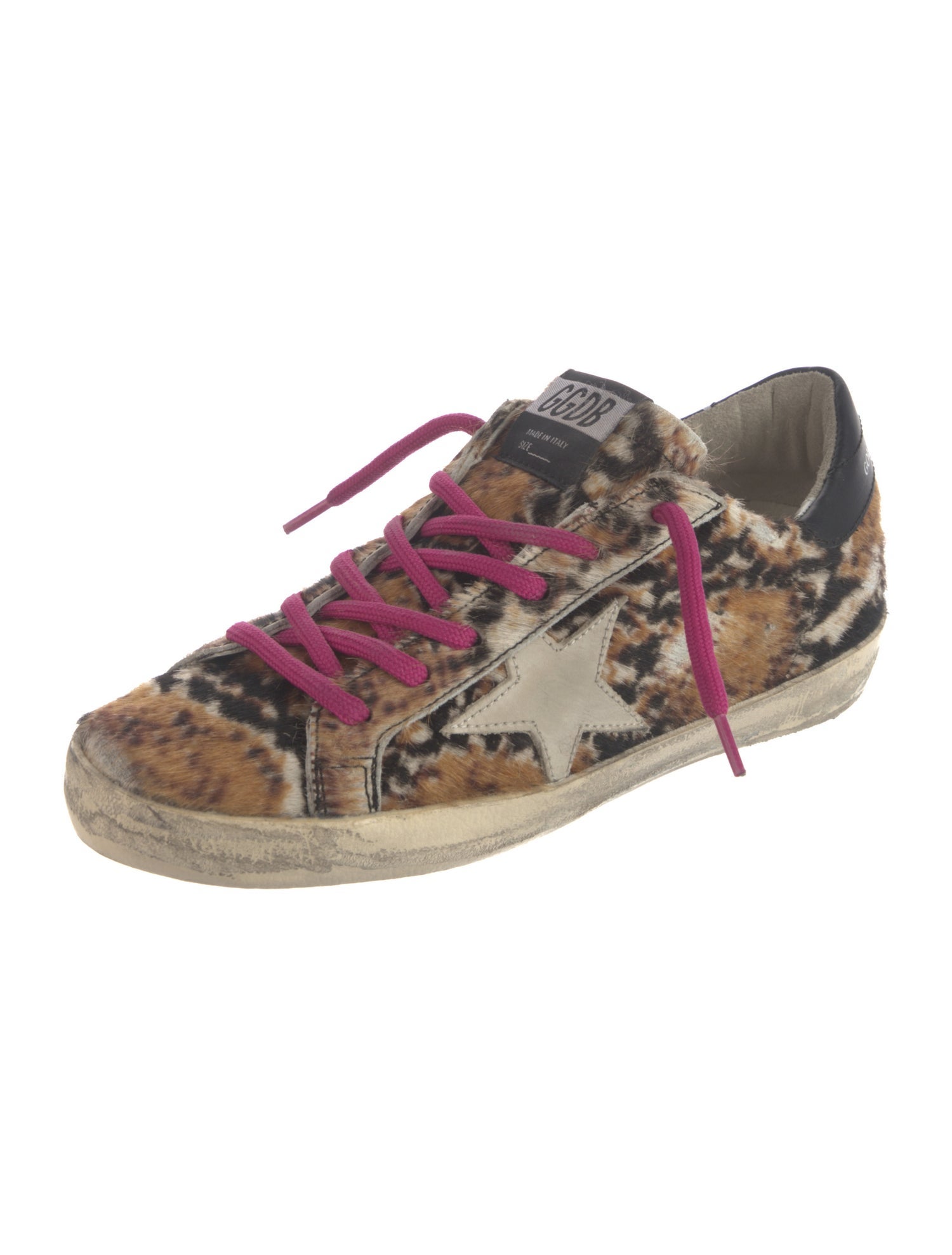 Golden Goose Ponyhair Animal Print Sneakers