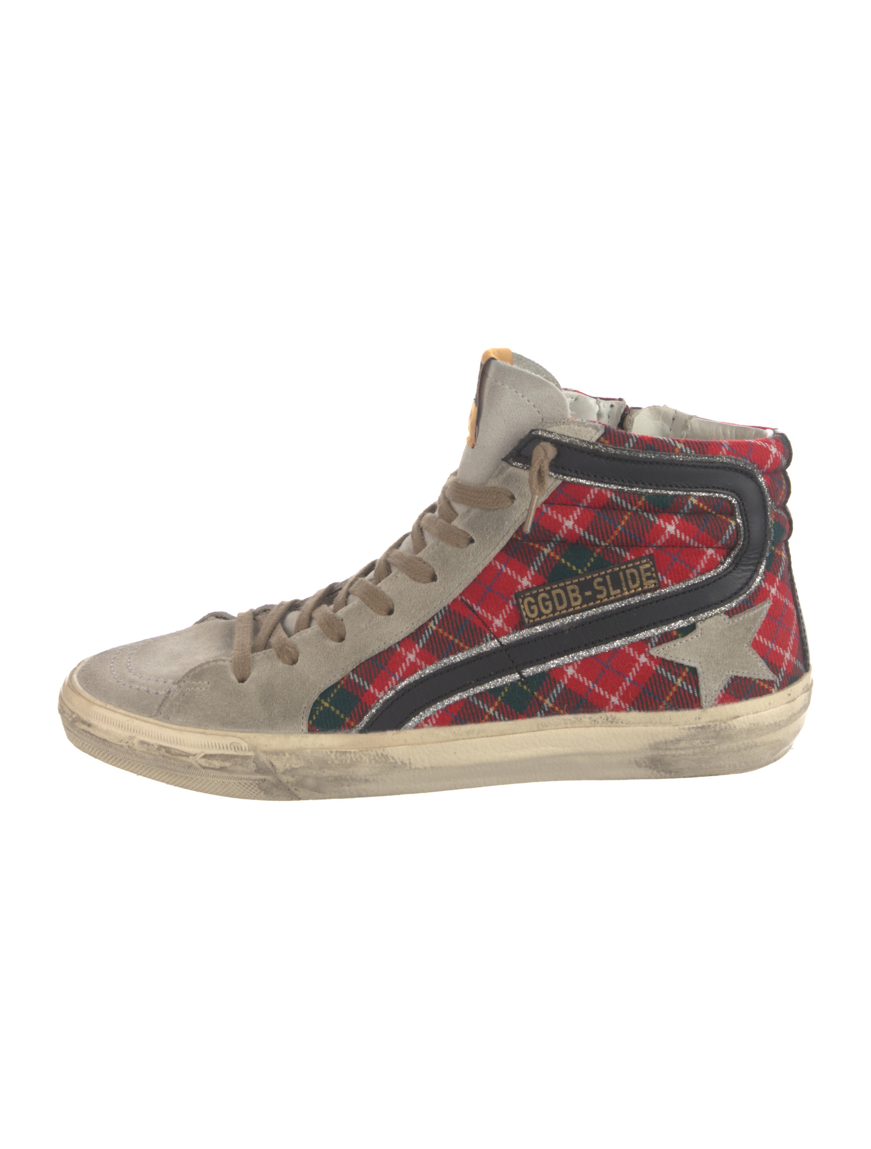 Golden Goose Plaid Print Wedge Sneakers