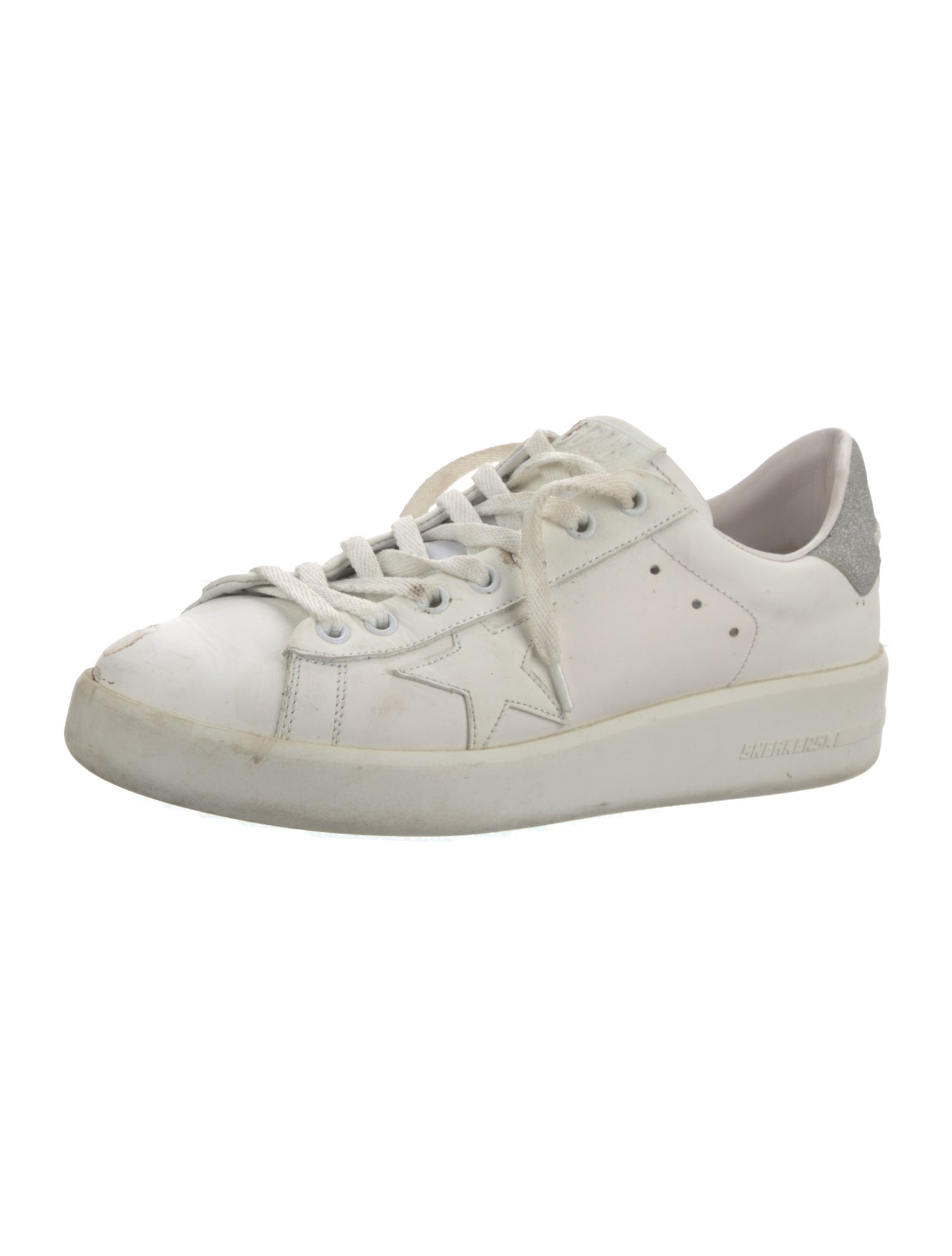Golden Goose Leather Glitter Accents Sneakers