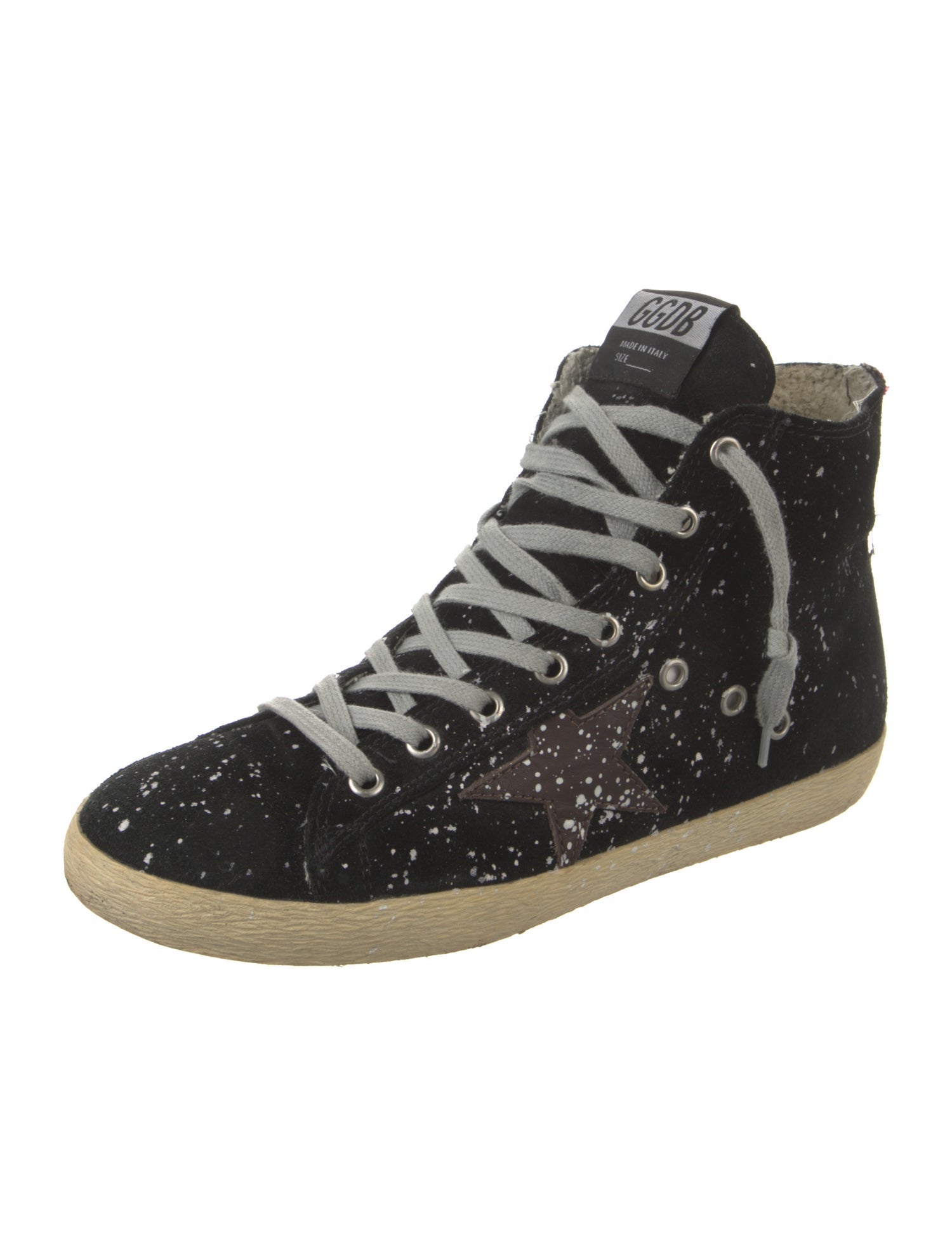 Golden Goose Suede Colorblock Pattern Lace-Up Boots