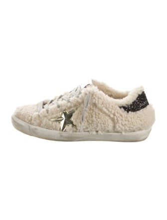 Golden Goose Shearling Glitter Accents Sneakers