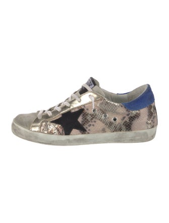 Golden Goose Leather Animal Print Sneakers